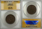 USA Large Cent Braided Hair 1c Coin ANACS EF-40 Details Corroded PRX -