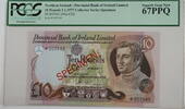 Banknoten 10 Pound Northern Ireland Specimen SCWPM249a-CS2 PCGS 67 PPQ Superb Gem New -