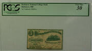 Banknoten Cent 1800's 3c Obsolete Currency Baltimore National College Bank MD PCGS VF-30 -