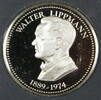 Exonumia Sterling Franklin Mint Walter Lippmann Proof Silver Medal in Card -