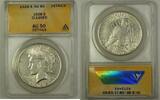 USA $1 Coin Silver Peace Dollar ANACS AU-50 Details Cleaned *Key Date (1) -