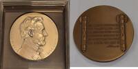 Exonumia Bronze Lincoln HR 2 3/4 Dia. Medal by MACo in Display Stand -