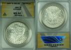 USA $1 Coin Morgan Silver Dollar ANACS MS-60 Details-Cleaned Better Coin (45) -