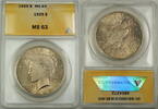 USA $1 Coin Silver Peace Dollar ANACS MS-63 Toned -