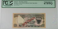 Banknoten 100 Fils L.1964 Bahrain Specimen SCWPM# 1a-CS1 PCGS 67 PPQ Superb Gem New -