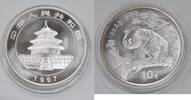 Weltmünzen China 10 Yuan Panda 1 Ounce .999 Silver BU Coin Large Date Variety -