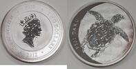 Weltmünzen 2 Dollar Fiji $ .999 Silver Coin - Hawksbill Turtle UNC w/Light Toning -