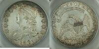 USA Capped Bust Silver Half 50c, O-107 ANACS AU-50, Details, Cleaned, Rarity-3 -