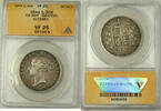 Weltmünzen Crown Great Britain Silver Half Coin ANACS VF-25 Details Cleaned Graffiti -