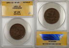 USA Large Cent Braided Hair 1c Coin ANACS VF-25 Details Corroded (A) -