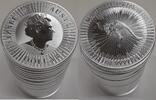 Weltmünzen $1 Silver Australia Kangaroo - Full Tube of 25 Coins -