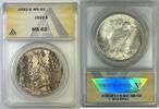 USA 1 Dollar Peace Silver $ Coin Toned ANACS MS 63 -