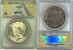 USA 1 Dollar Peace Silver $ Coin Toned ANACS MS 62 B -
