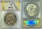 USA 1 Dollar Peace Silver $ Coin Toned ANACS MS 63 A -