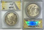 USA 1 Dollar Peace Silver $ Coin ANACS MS 63 B -