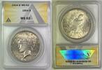 USA 1 Dollar Peace Silver $ Coin Toned ANACS MS 62 -