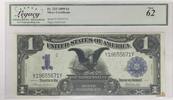 Banknoten $1 Silver Certificate Black Eagle 1899 FR 233 Legacy MS/NEW 62 W/Comments