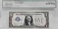 Banknoten $1 Silver Series 1928-D  Certificate Julian/Woodin Fr.#1604 Legacy Gem New 65PPQ Legacy Gem New 65 PPQ