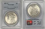 USA $1 Dollar Coin Spitting Eagle 1891-CC Morgan Silver  PCGS MS 65-Looks Nicer