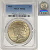 USA Dollar Peace Silver Coin Lightly Toned PCGS MS 62 (10) B -
