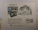 Briefmarken BEP souvenir card B 90 Ameripex three Benjamin Franklin stamps show cancel -