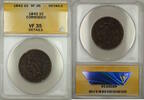 USA Large Cent Large Date Braided Hair 1c Coin ANACS VF-35 Details Corroded -