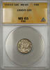 USA Dime 1943-D Mercury 10C ANACS MS-65 Full Split Bands (Toned 11 B) -