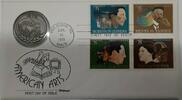Exonumia Sterling Fleetwood Commem Issue Silver Medal American Arts W/Stamps on FDC -