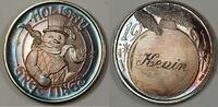 Exonumia Medal Pure Silver Holiday Greetings Beautiful Coloring, Engraved Kevin -