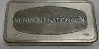Exonumia Sterling Franklin Mint 1000 Grain Silver Ingot, Vermont National Bank, VT #45 -