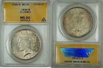 USA Dollar Peace Silver Coin $1 ANACS MS-60 Details Cleaned Toned -