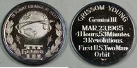 Exonumia Medal Gemini 3 Commemorative Silver Honoring History of American Men in Space -