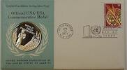 Exonumia Medal UNA-USA Commemorative Silver Proof - World Food Programme-FDI Stamp -