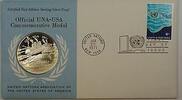 Exonumia Medal UNA-USA Commemorative Silver Proof - Sea Bed-FDI Stamp -