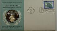 Exonumia Medal UNA-USA Commemorative Silver Proof - Support For Refugees-FDI Stamp -