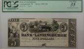 Banknoten Bank of Lansingburgh $5 Obsolete Currency Haxby 1180-G40 NY PCGS VF-35 Apparent -
