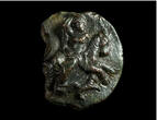 Aphrodite Pandemos römisch, ~1-3 Jh. Fein gearbeitete Darstellung der Göttin, reitet auf Ziege, davor Hund. Selten! siehe Bilder
