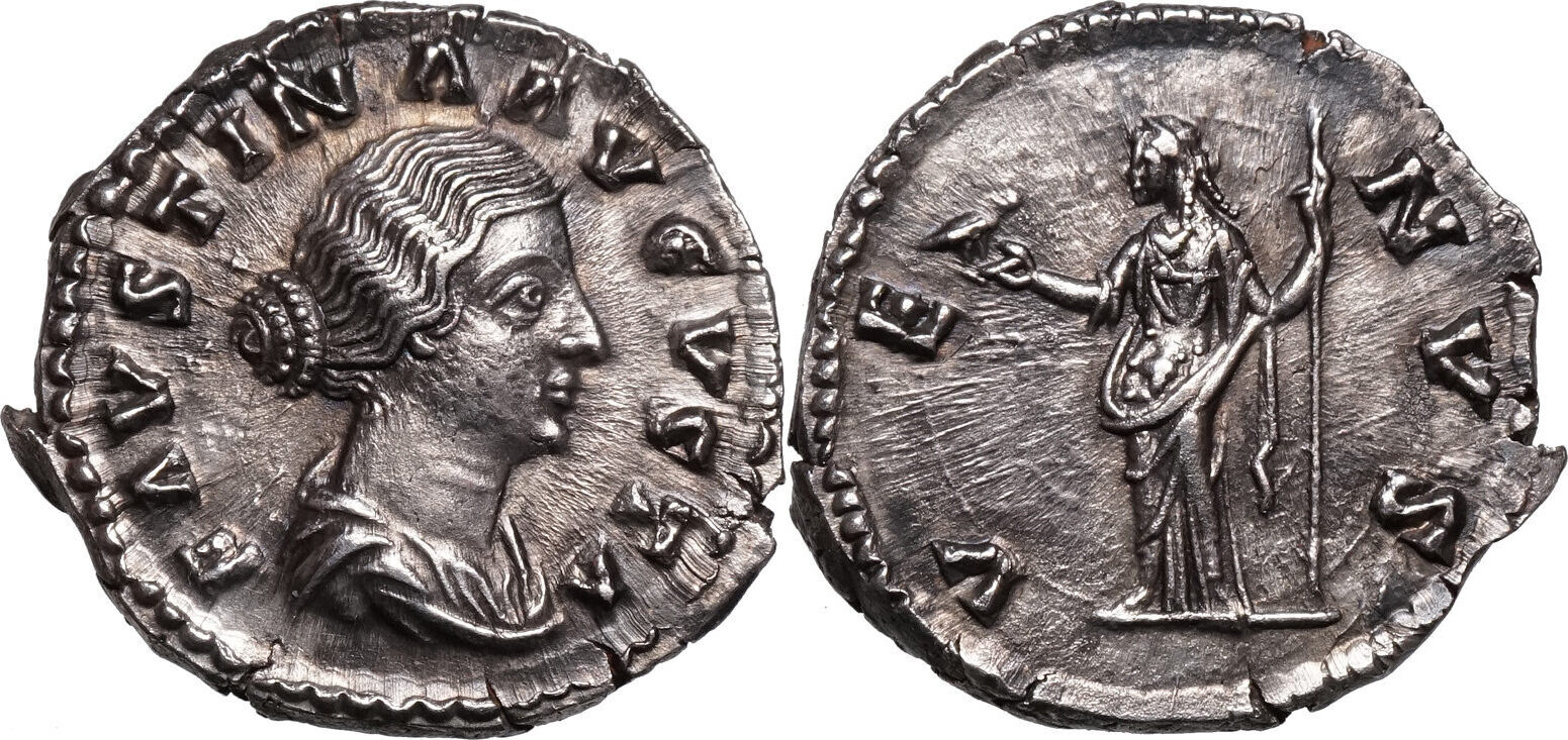 Faustina II (Augusta, AD 147-175). AR Denarius (2.40 g). Rome. Rev: high quality Spes.