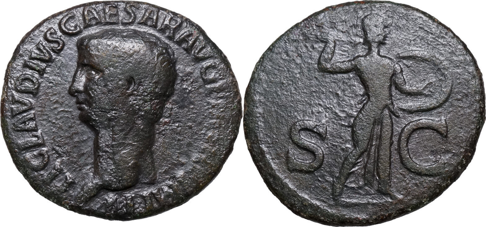 Claudius (41-54) Æ As Rom, Minerva mit Speer und Schild ss-