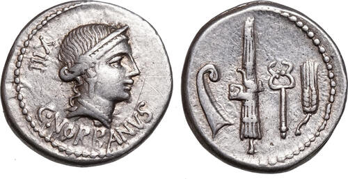 C. Norbanus (83 BCE) AR Denar Rom, Venus, Prora, Fasces, Caduceus und Ähre, SELTEN! VF