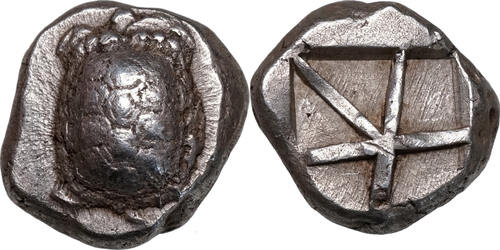 Attica, Aegina (456-431 BCE) AR Stater Landschildkröte, Quadratum Incusum. Selten! AU
