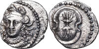 AR Obol  Kilikien, Tarsos (333/323 BCE) BALAKROS, Satrap von Kilikien, Behelmte Athena, Boeotischer Schild ss+