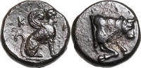 Karien, Kaunos (350-300 BCE) Æ  Stier / Sphinx VF+