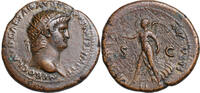 Æ Dupondius  Nero (54-68) Rom, 63. VICTORIA mit Kranz. Braune Patina. Attraktives Stück! ss
