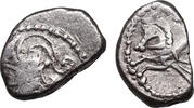 Kelten, Allobroges (~100 BCE) AR Quinar  Behelmter Kopf, Hippokamp VF