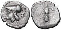 Apulien, ARPI (~215-212 BCE) AR Diobol Athena mit Helm n. l. / Zwei Ähren -