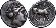 Euboia, Histiaia (350-300 BCE) AR Drachme Nymphe Histiaia / Stier. -