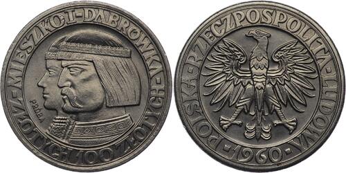 Poland 100 Złotych 1960 nickel SPECIMEN Mieszko and Dabrowka - heads left UNC