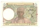 French West Africa 5 Francs 1942 AUNC 58.21 US$  +  23.29 US$ shipping