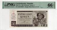 CZECHOSLOVAKIA 50 KORUN 1950 PMG 66 EPQ 127.18 US$  +  23.12 US$ shipping